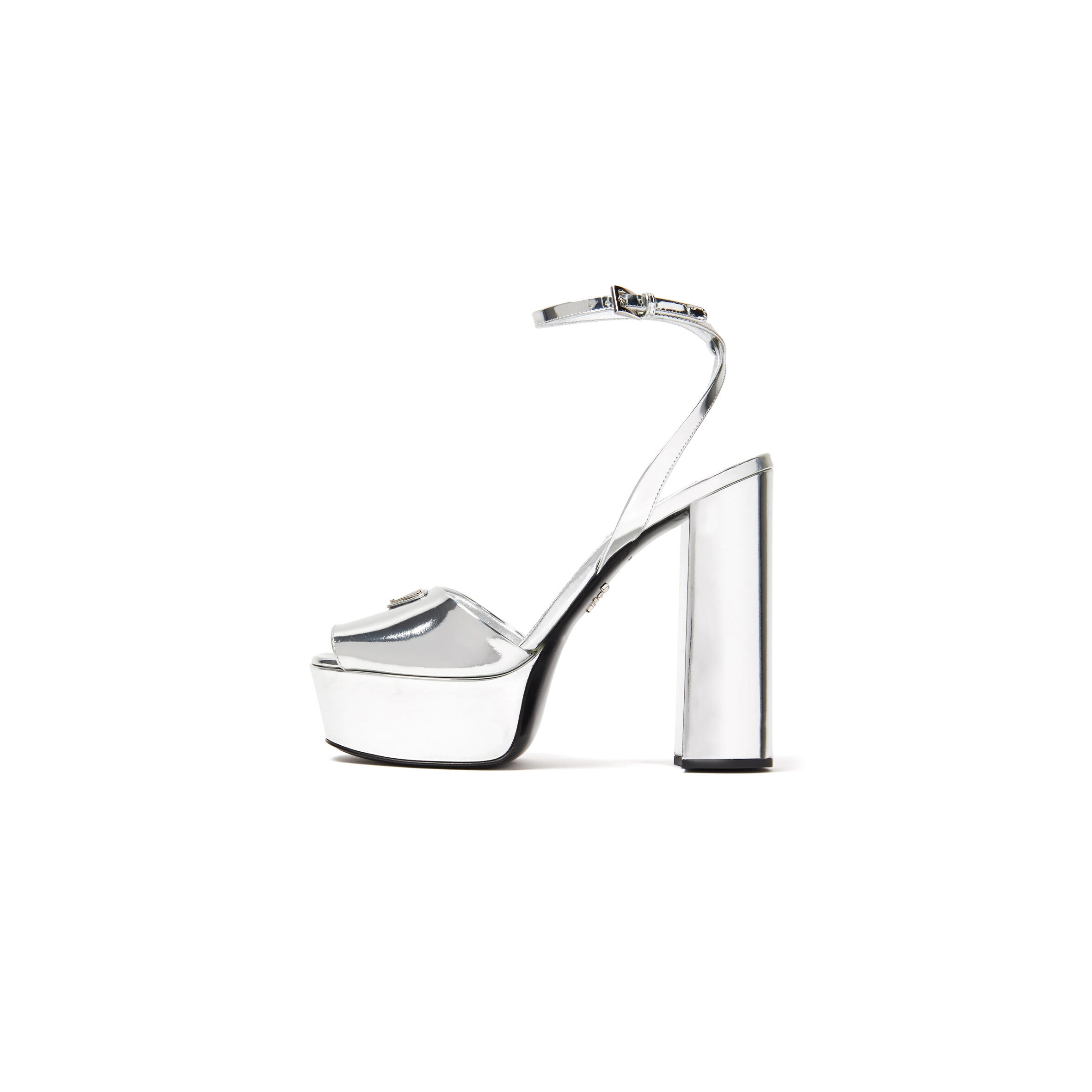 PRADA METALLIC LEATHER PLATFORM SANDALS 1XP48B